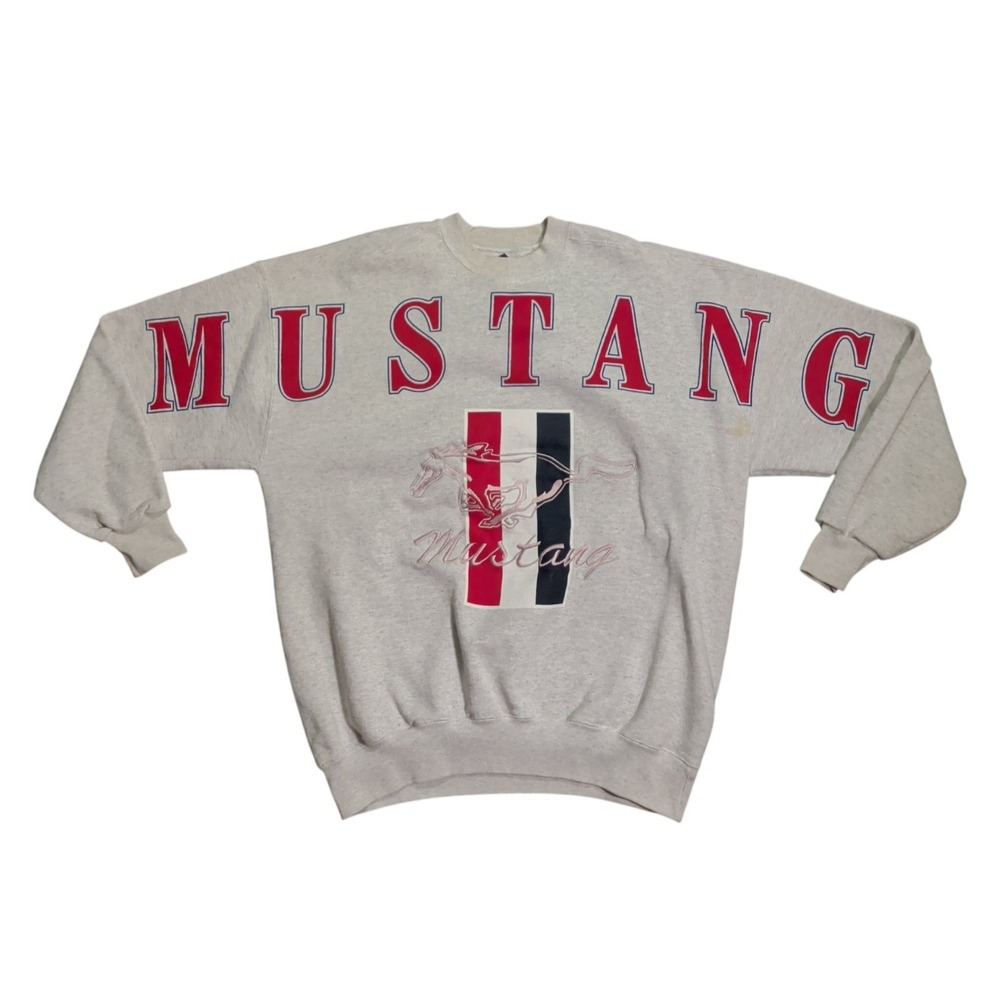 RARE VTG Ford Mustang Logo Big Spellout Graphic Crewneck Sweatshirt XXL USA Mens